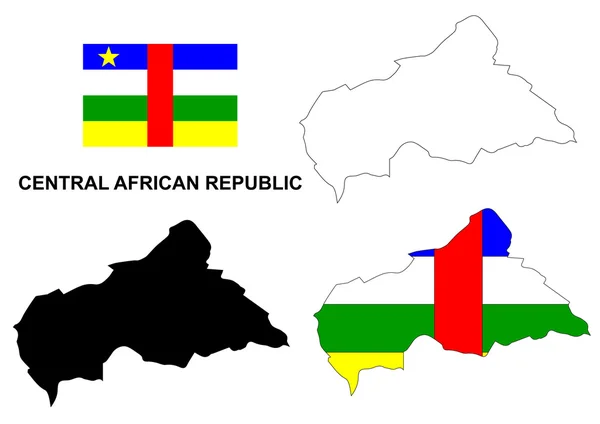 República Centro-Africana mapa vector, República Centro-Africana bandeira vector, isolado República Centro-Africana —  Vetores de Stock