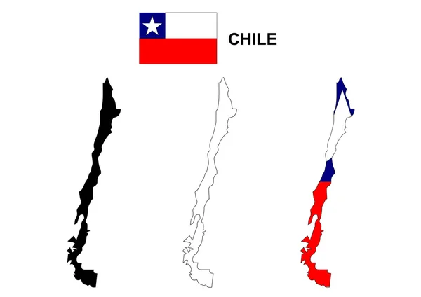 Chile mapa vetor, Chile bandeira vetor, Chile isolado — Vetor de Stock