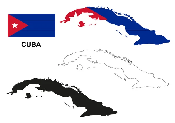 Κούβα χάρτη διάνυσμα, το διάνυσμα σημαία της Κούβας, απομονωμένη Κούβα — Διανυσματικό Αρχείο