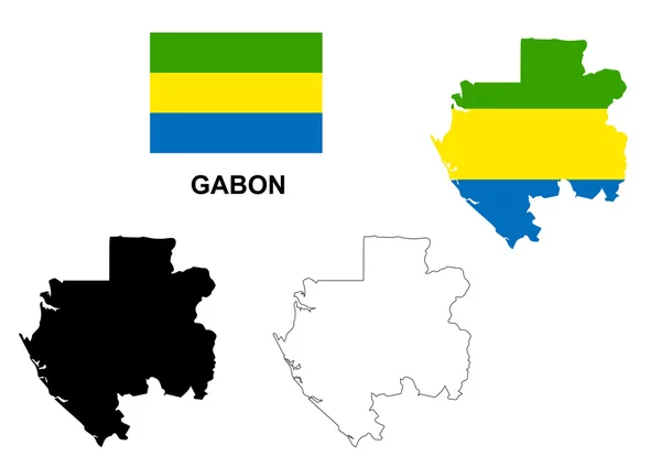 Gabun mapa vektor, vektor vlajka Gabonu, izolované Gabon — Stockový vektor
