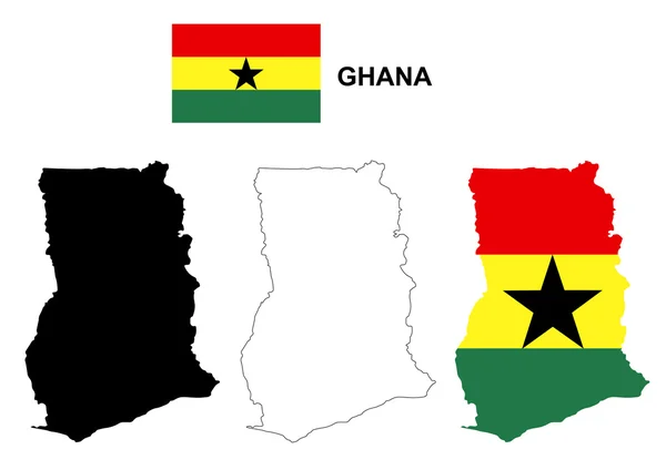 Ghana mapa vektor, vektor vlajky Ghana, izolované Ghana — Stockový vektor