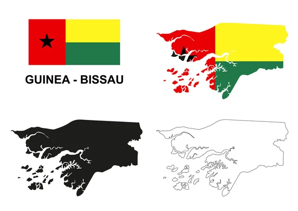 Guinea-Bissau mapa vektor, vektor vlajky Guinea-Bissau, izolované Guinea-Bissau — Stockový vektor