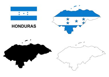 Honduras Honduras harita vektör, Honduras bayrağı vektör, izole