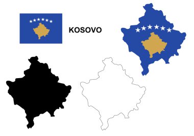 Kosova Kosova harita vektör, Kosova bayrağı vektör, izole