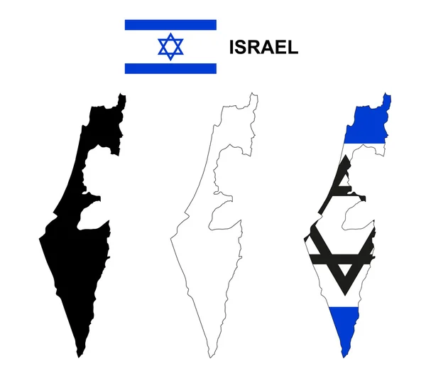 Izrael mapa vektor, vektor vlajka Izrael, izolované Izrael — Stockový vektor