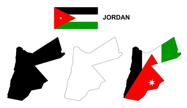 Jordan kaart vector, Jordan vlag vector, geïsoleerd Jordan — Stockvector