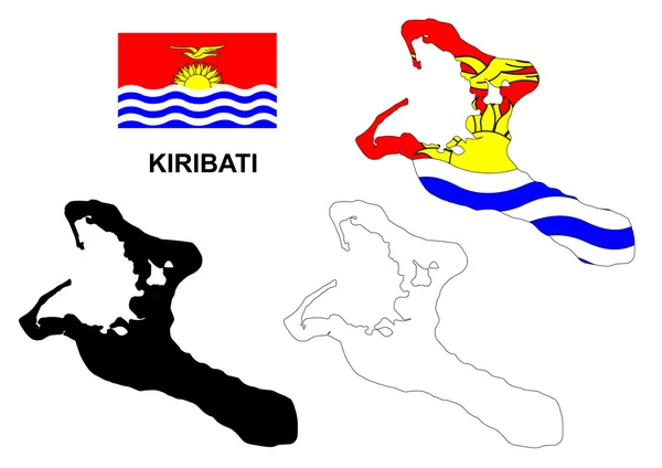 Vecteur de carte Kiribati, vecteur de drapeau Kiribati, isolé Kiribati — Image vectorielle
