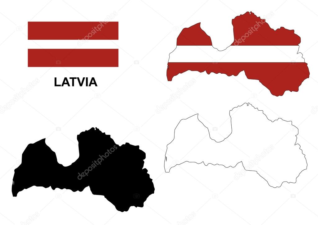 Latvia map vector, Latvia flag vector, isolated Latvia