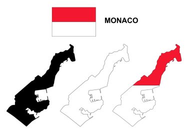 Monaco Monaco harita vektör, Monaco bayrağı vektör, izole
