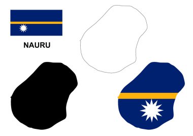 Nauru Haritası vektör, Nauru bayrak vektör, Nauru izole