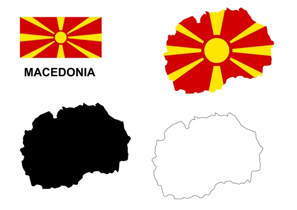 Mazedonien Kartenvektor, Mazedonien Flaggenvektor, isoliertes Mazedonien — Stockvektor