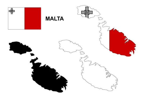 马耳他地图矢量，马耳他国旗矢量，孤立马耳他 — 图库矢量图片