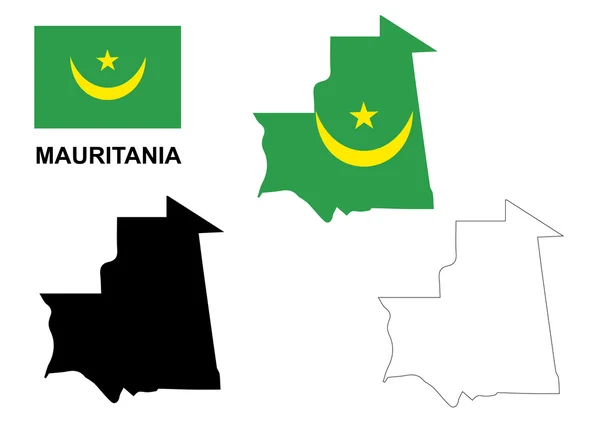 毛里塔尼亚地图矢量，毛里塔尼亚国旗矢量，孤立毛里塔尼亚 — 图库矢量图片