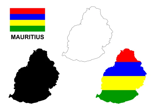 İzole Mauritius Haritası vektör, Mauritius bayrak vektör, Mauritius — Stok Vektör