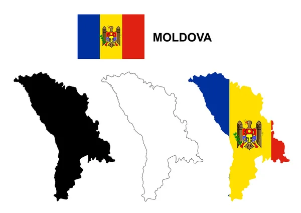 摩尔多瓦地图矢量，摩尔多瓦国旗矢量，隔离摩尔多瓦 — 图库矢量图片
