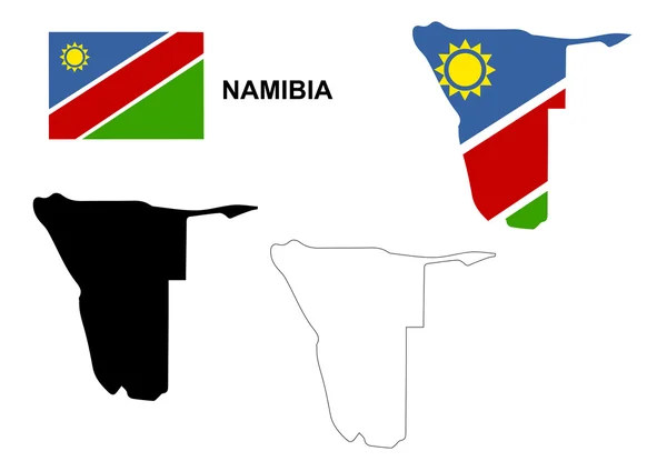 Namibie vecteur de carte, Namibie vecteur de drapeau, Namibie isolée — Image vectorielle