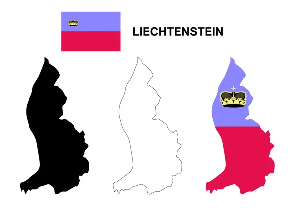 Liechtenstein kaart vector, Liechtenstein vlag vector, geïsoleerd Liechtenstein — Stockvector