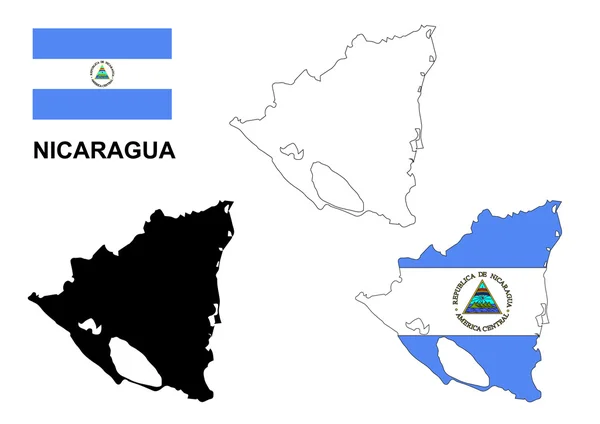 Nikaragua Haritası vektör, Nikaragua bayrağı vektör, Nikaragua izole