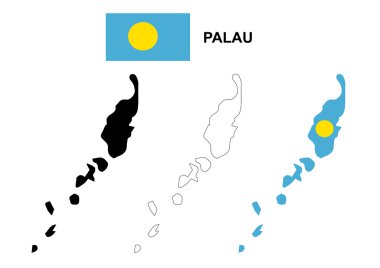 Palau Haritası vektör, Palau bayrak vektör, Palau izole