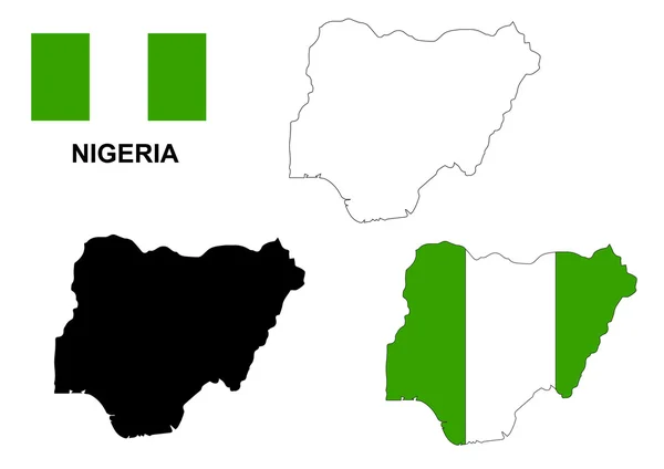 Nigeria mapa vector, Nigeria bandera vector, aislado Nigeria — Archivo Imágenes Vectoriales