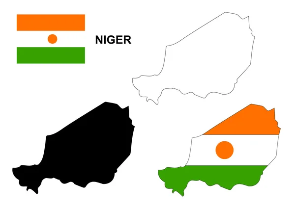 尼日尔地图矢量，尼日尔国旗矢量，孤立尼日尔 — 图库矢量图片