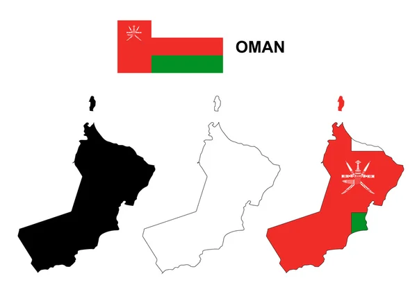 Vetor de mapa de Omã, vetor de bandeira de Omã, isolado Omã — Vetor de Stock