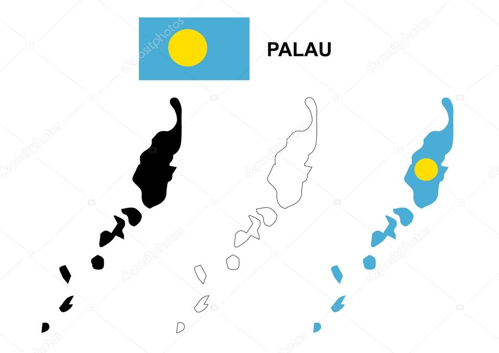 Palau map vector, Palau flag vector, isolated Palau