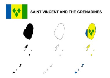 Saint Vincent ve Grenadinler harita vektör, Saint Vincent ve Grenadinler bayrak vektör, Saint Vincent ve Grenadinler izole
