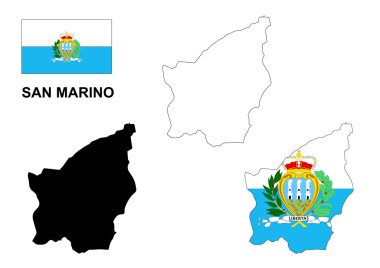 San Marino San Marino harita vektör, San Marino bayrağı vektör, izole