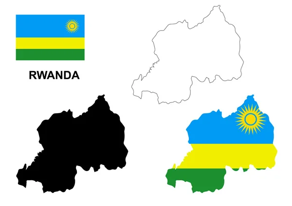 Ruanda Haritası vektör, Ruanda bayrak vektör, Ruanda izole — Stok Vektör