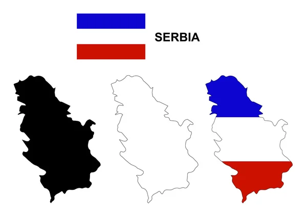 塞尔维亚地图矢量，塞尔维亚国旗矢量，孤立塞尔维亚 — 图库矢量图片