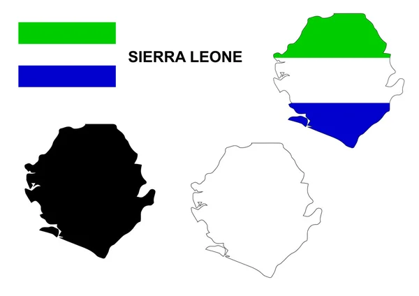 Sierra Leone map vector, Sierra Leone flag vector, isolata Sierra Leone — Vettoriale Stock