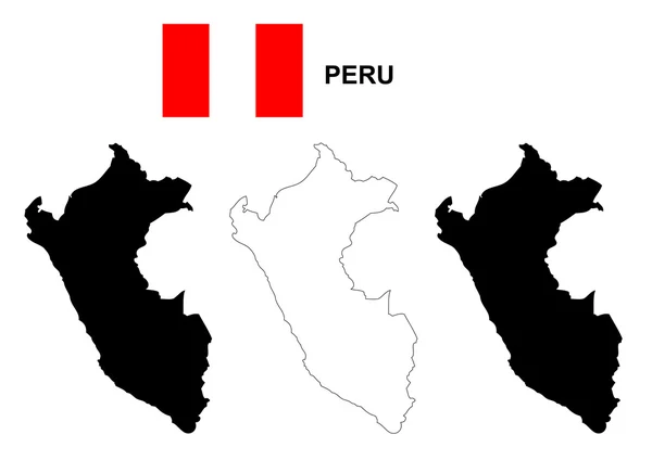 Perun kartta vektori, Perun lippu vektori, eristetty Peru — vektorikuva