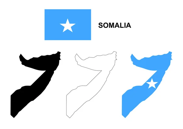 Somálsko mapa vektor, vektor vlajka Somálsko, izolované Somálsko — Stockový vektor