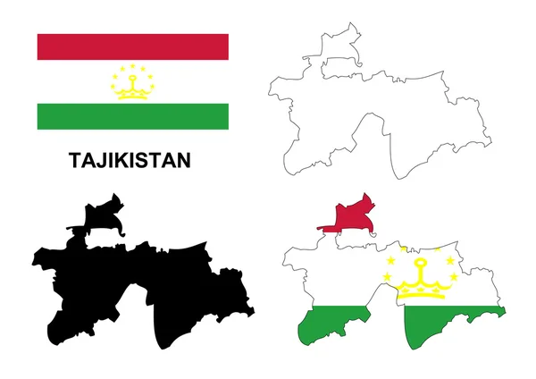 塔吉克斯坦地图矢量，塔吉克斯坦国旗矢量，孤立塔吉克斯坦 — 图库矢量图片