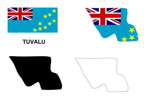 Tuvalu vecteur de carte, Tuvalu vecteur de drapeau, Tuvalu isolé — Image vectorielle