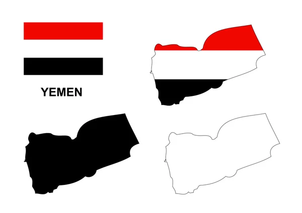 Jemen Kartenvektor, Jemen Flaggenvektor, isolierte Jemen — Stockvektor