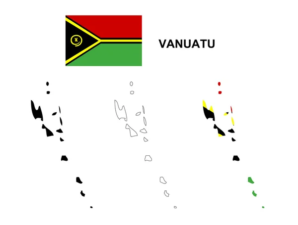 瓦努阿图地图矢量，瓦努阿图国旗矢量，孤立瓦努阿图 — 图库矢量图片