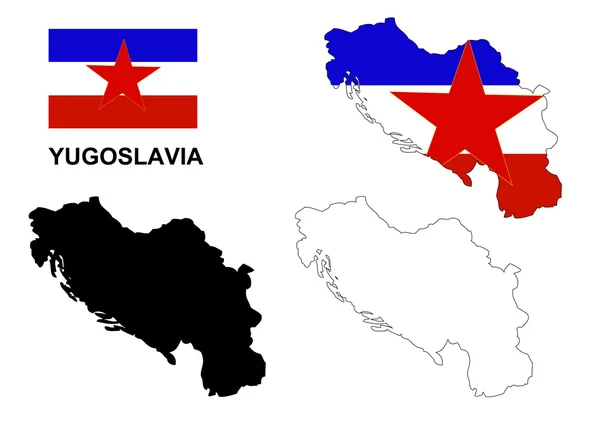 Yugoslavya bayrağı Yugoslavya harita vektör, vektör, beyaz arka plan Yugoslavya izole