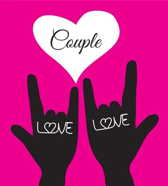 Liefde hand teken. Symbool van de liefde. Paar, minnaar. Vectorillustratie. — Stockvector