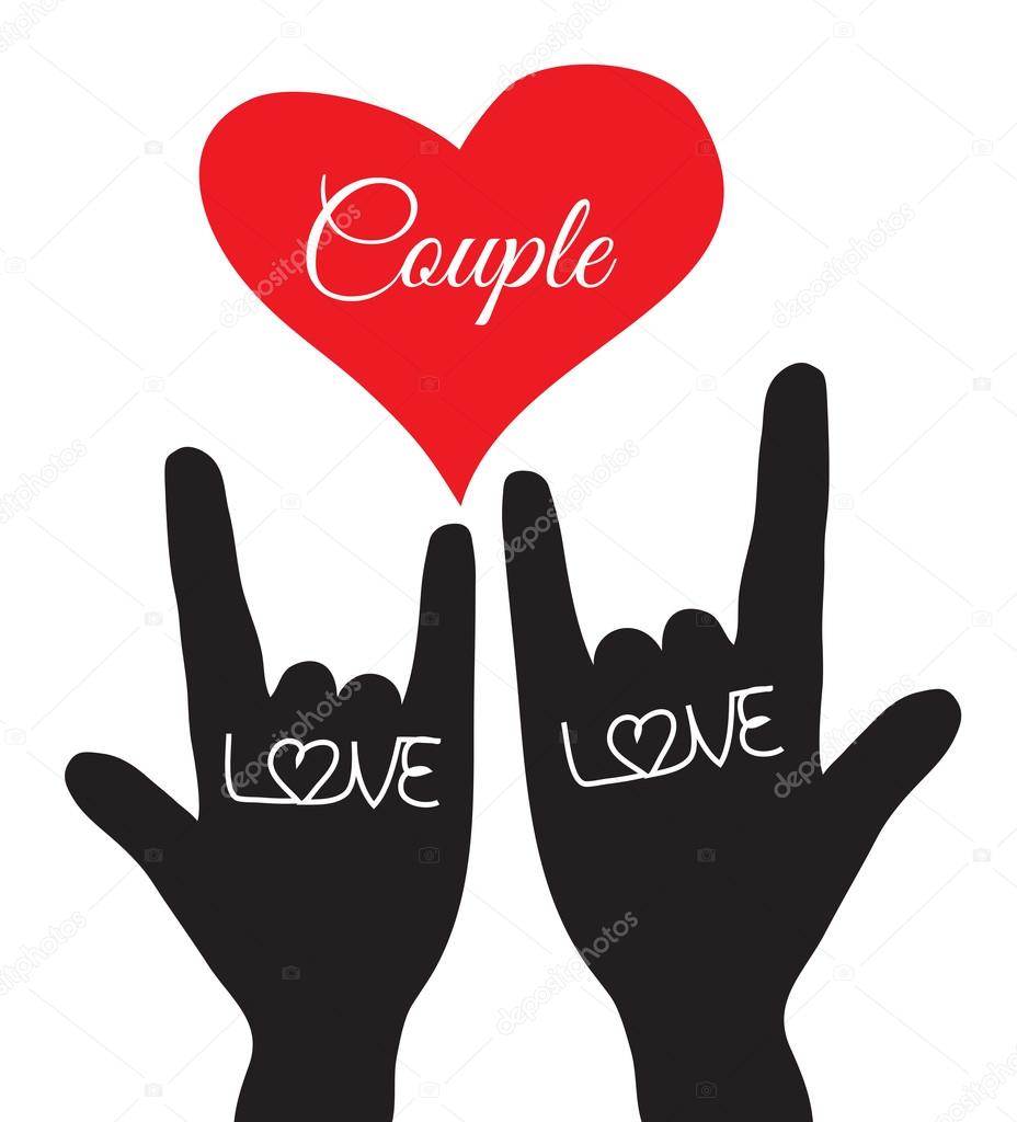 Love hand sign. Love symbol. Couple, Lover. Vector illustration ...