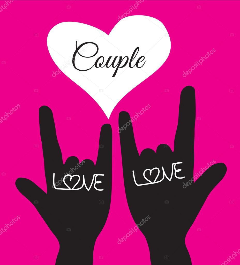 Love hand sign. Love symbol. Couple, Lover. Vector illustration.