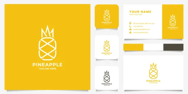 Einfaches Und Minimalistisches Logo Flachen Ananas Design Mit Visitenkarte Symbol lizenzfreie Stockillustrationen