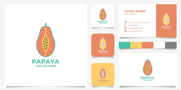 Bunte Papaya Flaches Design Logo Mit Visitenkarte Symbol Und Farbpalette Vektorgrafiken