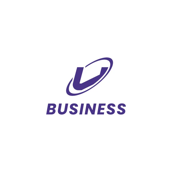 Logotipo Inicial Simple Minimalis Letra Púrpura Monograma Con Círculo Orbital — Vector de stock