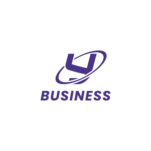 Simple Minimalis Purple Letter Monogram Initial Logo Orbit Circle White — Stock Vector