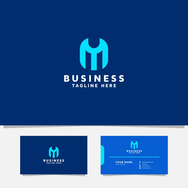 Simples Minimalista Carta Azul Brilhante Monograma Logotipo Inicial Forma Capacete — Vetor de Stock