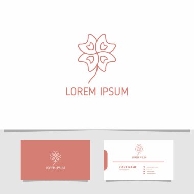Simple and Minimalist Line Pattern Flower Logo with Business Card Template