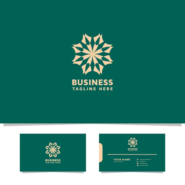 Logotipo Patrón Flores Ornamentales Con Plantilla Tarjeta Visita — Vector de stock