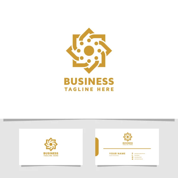 Gold Flower Pattern Logo Business Card Template — Stock Vector